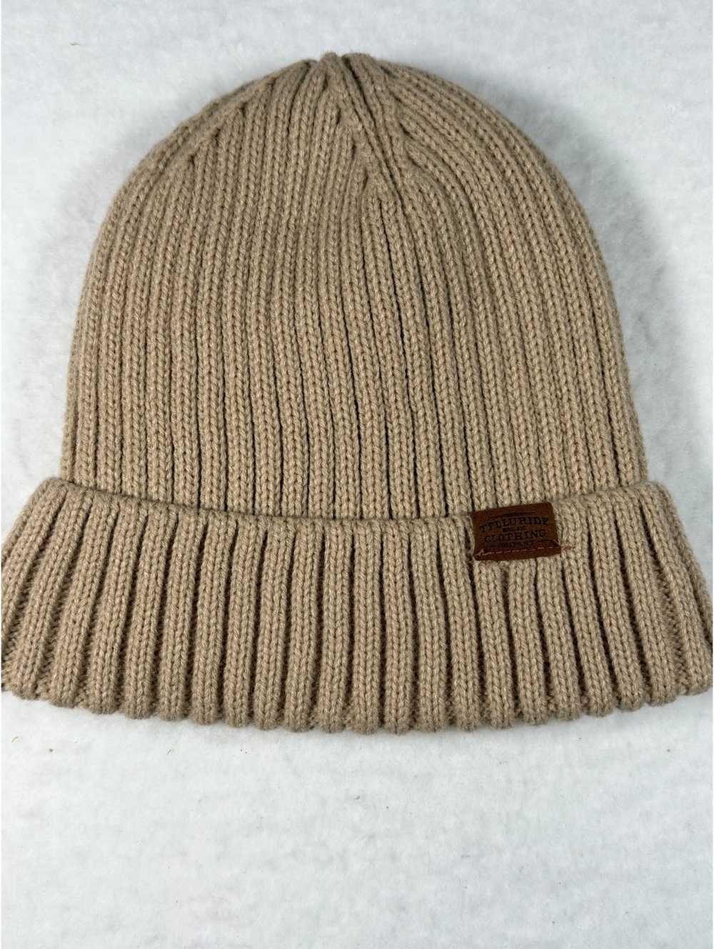 Telluride Clothing Company Beige Knit Beanie with Black Fleece Lining